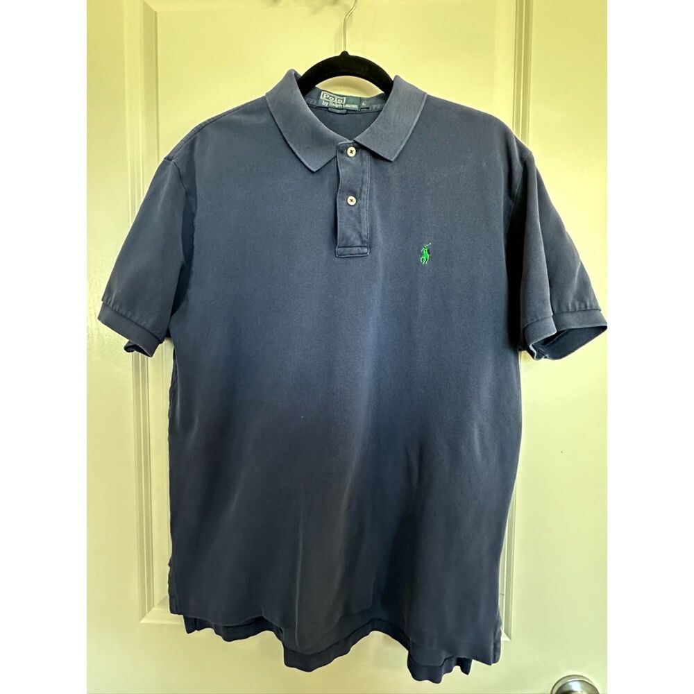 Polo by Ralph Lauren Navy Short Sleeve Polo Collared Shirt Men's Sz Large